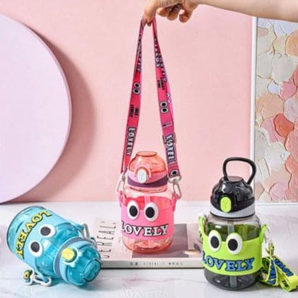 Lovely Kids Water Thermos, Kids School Bottle, 500ml Cartoon Water Container With Strap, Cute Water Bottle Drinking With Straw Cup, Portable Leak Proof Straw Water Bottle