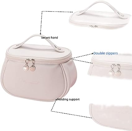 Premium Cosmetic Case, Cute PU Makeup Bag For Women, Waterproof Travel Make Up Pouch, Large Capacity Portable Cosmetic Case, Multifunctional Toiletry Bag, Makeup Storage Bags with Handle and Divider, Cosmetic Makeup Bag for Women Girls