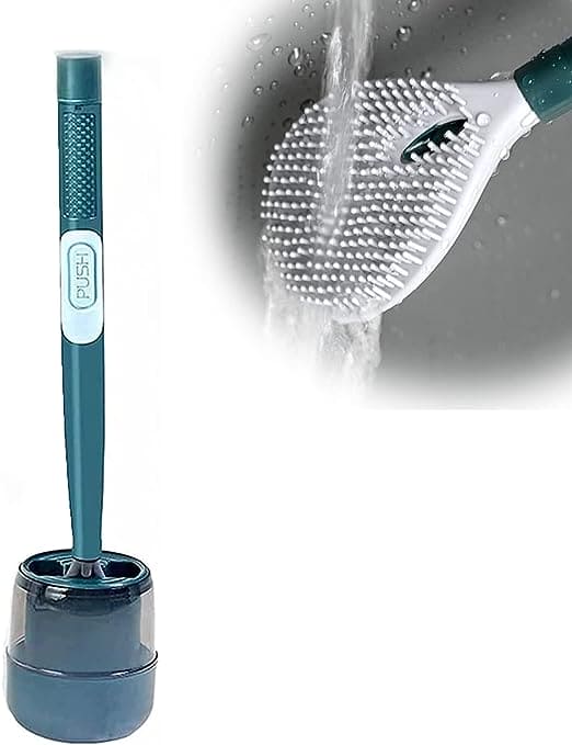 Soap Dispensing Toilet Brush With Holder, Silicone Long Handled Cleaning Brush, Wc Toilet Brushes Bathroom Accessories, Silicon Wall Hanging Toilet Brush With Bracket
