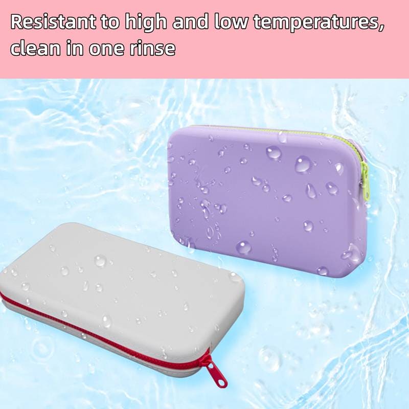 Silicone Travel Cosmetics Pouch, Square Silicone Storage Bag, Multifunctional Zipper Storage Bag, Portable Digital Waterproof Organizer