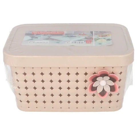Flower Storage Basket, Multipurpose Home Kit Basket, Multifunctional Plastic Storage Basket, Vanity Storage Organizer With Lid