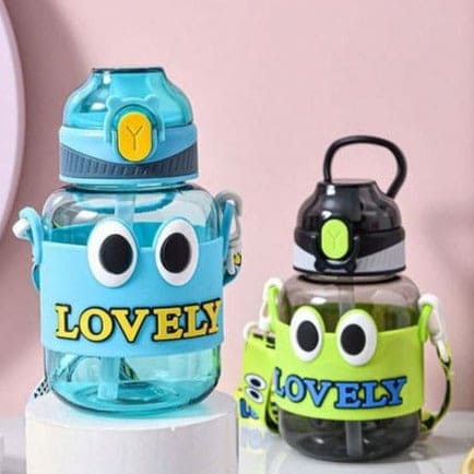 Lovely Kids Water Thermos, Kids School Bottle, 500ml Cartoon Water Container With Strap, Cute Water Bottle Drinking With Straw Cup, Portable Leak Proof Straw Water Bottle