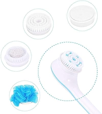 Spinning Spa Brush, 5 in 1 Electric Shower Brush, Multi Body Cleansing Brush, Handheld Massage Body Brush, Rotating Shower Sponge Scrubber Brushes, Multifunction Electric Shower Brush, Long Handle Rechargeable Back Body Brush