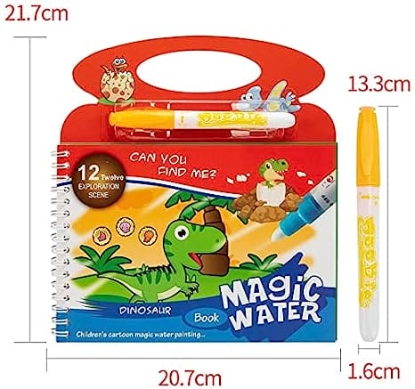 Reusable Magic Water Book, Creative Children Magical Drawing Books with Pen, Water Reveal Activity Book for Kid, Painting Color Wonder Coloring Book, Child Educational Toy Magic Book Water Painting