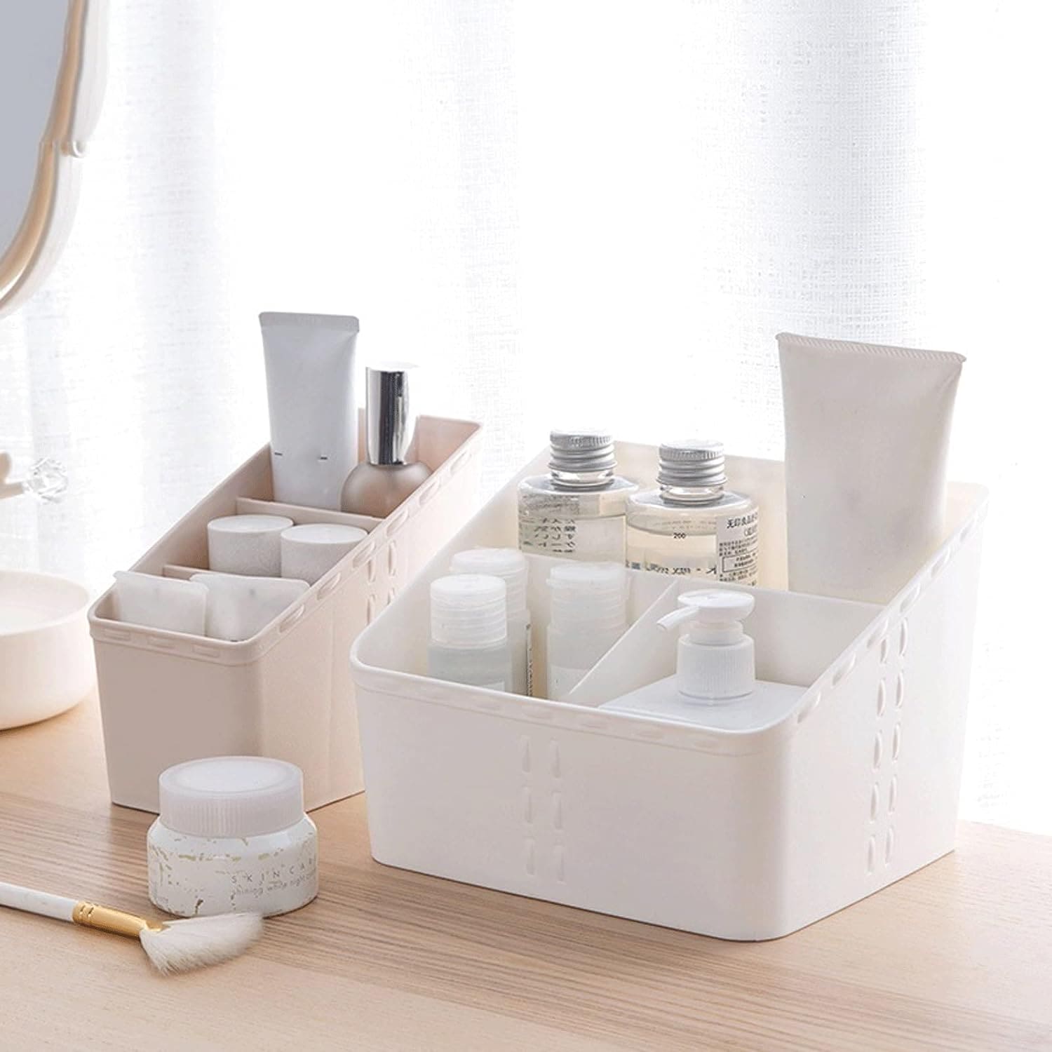 Desktop Sundries Storage Box, 3 Compartment Tableware Organizer, Multifunctional Plastic Storage Container, Drawer Home Office Organizer, Kitchen Bathroom Storage Box