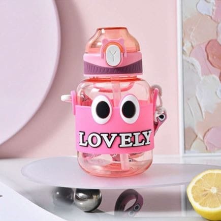 Lovely Kids Water Thermos, Kids School Bottle, 500ml Cartoon Water Container With Strap, Cute Water Bottle Drinking With Straw Cup, Portable Leak Proof Straw Water Bottle