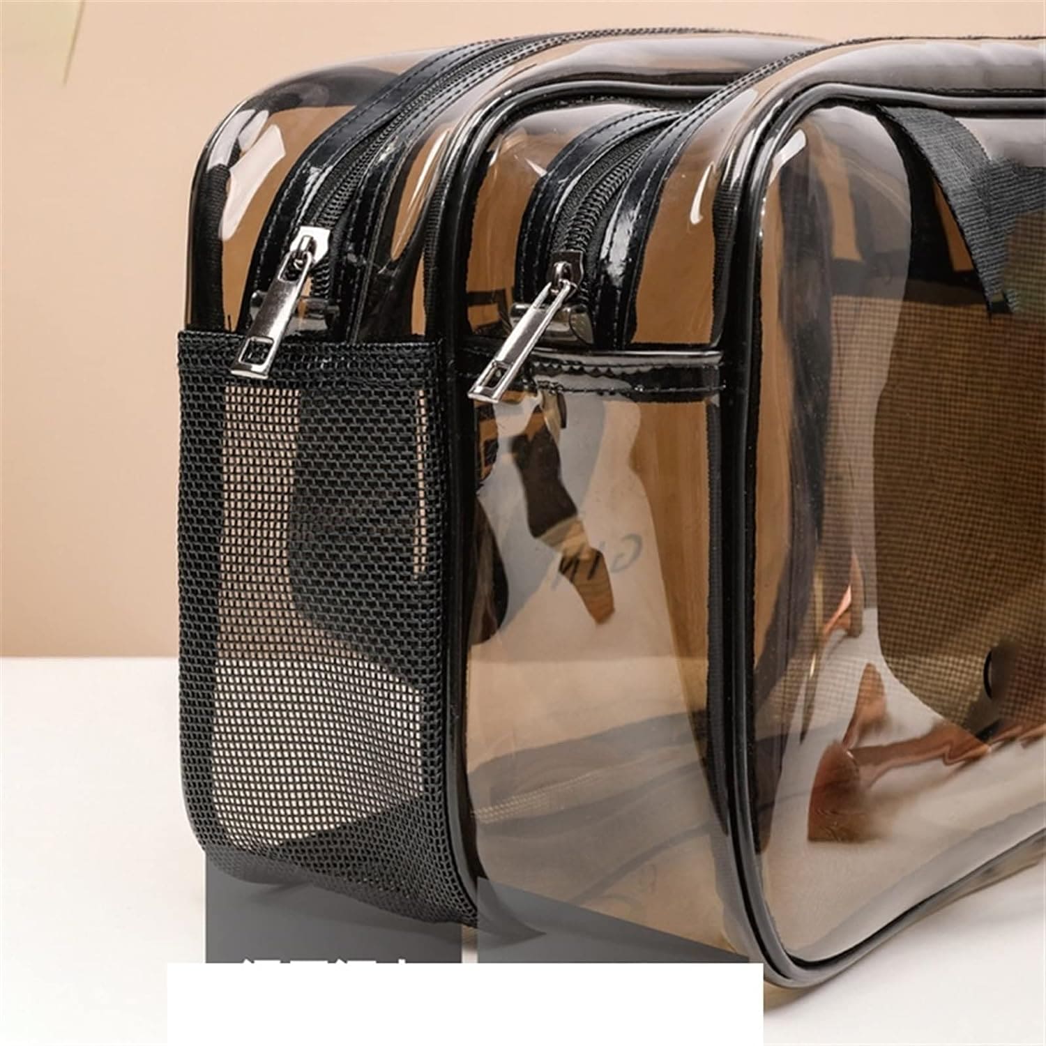 Dual Pouch Dream Travel Bag, Transparent Makeup Bag Organizer, Dry Wet Separation Cosmetic Case, Large Capacity Cosmetic Bag, Beauty Case Travel Makeup Wash Bag, Women Zipper Portable Makeup Bags