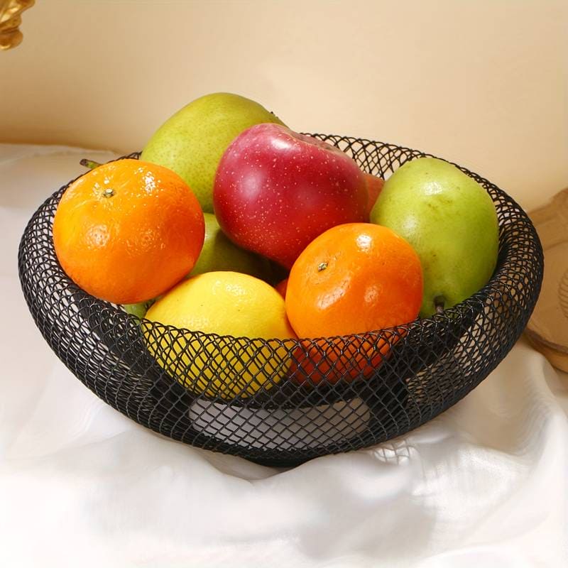 Dual Mesh Fruit Basket, Metal Countertop Fruit Holder, Nordic Round Storage Table Basket, Decorative Bowl for Fruit, Vegetables, Appetizer Holder, Double Layer Creative Snack Bowl