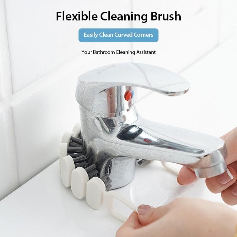 Curved Cleaning Brush, Multifunctional 360 Flexible Brush, Grip Gentle Bristle Effective Crevice Brush