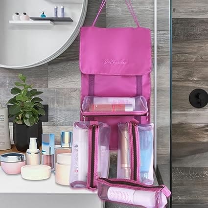 4 In 1 Foldable Mesh Bag, Separable Toiletry Storage Bag Organizer, Multifunctional Women Cosmetic Bag, Travel Organizer Foldable Hanging Nylon Wash Storage Bag, Portable Makeup Bag Toiletry Pouch, Portable Detachable Wash Pouch