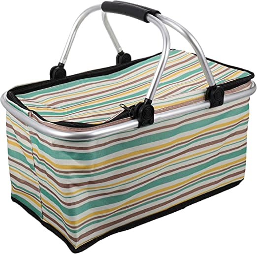 Foldable Picnic Basket, Outdoor Picnic Bag, Portable Insulated Picnic Basket, Large Capacity Camping Insulated Lunch Bag, Garden Yard Picnic Basket and Backpack, Home Storage Basket, Hamper Insulated Picnic Basket, Folding Portable Market Basket