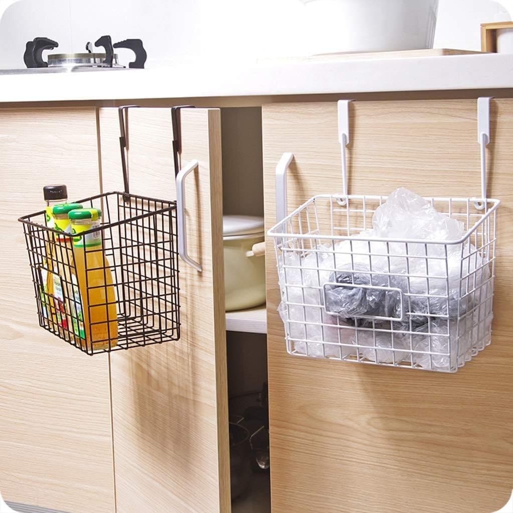 Wrought Iron Hanging Basket, Over Cabinet Door Hanging Storage Basket, Durable Bathroom Kitchen Wall Shelf, Stainless Steel Grid Storage Baskets, Iron Mesh Shelf Basket, Multifunction Hanging Basket, Under The Dormitory Hanging Shelf