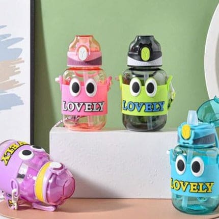 Lovely Kids Water Thermos, Kids School Bottle, 500ml Cartoon Water Container With Strap, Cute Water Bottle Drinking With Straw Cup, Portable Leak Proof Straw Water Bottle