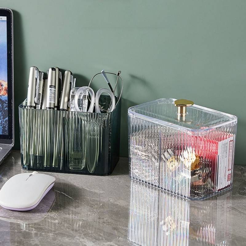 Double Layer Cotton Swab Box, Heart Transparent Storage Box With Lid, 3 Section Qtip Holder, Multifunctional Home Storage Box, Home Cosmetic Storage Box, Bathroom Canisters Vanity Organizer, Transparent Cosmetic Storage Box