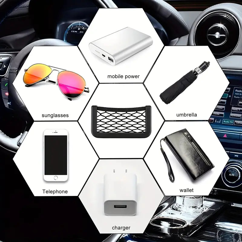Car Net Storage Pocket, Universal Car Seat Mesh Pocket, Nice Car Network Side Back Pocket, Mesh Netting Chart Pocket, Bus Hall Backrest Rear Cargo Net Framed, Multifunction Net Pocket Organizer