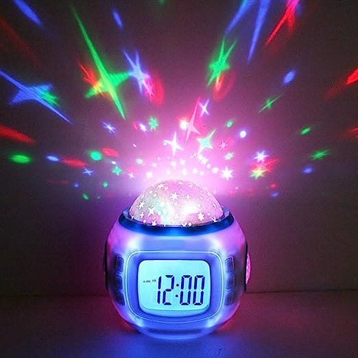 Projector Alarm Clock, Music Alarm Clock, Starry Star Sky Projection Digital Clock, Children Room Projector Lamp Night Light Project, Ceiling Projection Alarm Clock Music Lamp, Bedroom Night Light Digital Alarm Clocks LED Projector
