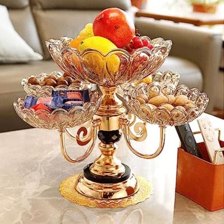 Multilayer Candy Platter, European Metal Fruit Bowl, Creative Light Luxury Snack Candy Plate, Home Living Room Coffee Table Tray, Decorations Fruit Bowl, Rotatable Fruit Basket