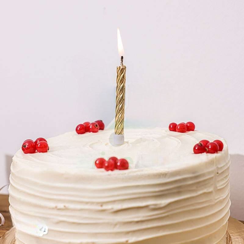 Set Of 8 Thread Color Birthday Candles With Candles, Cake Candle With Holder, Party Supplies Short Thin Metallic Color Candles