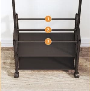 Multifunctional Cloth Rack With Wheels, Multilayer Floor Hanger, 4 in 1 Hall Tree with Storage Shelf, Simple Cloth Organizer Wardrobe, Shoes Rack Home Organizer, Multifunction Floor Standing Clothes Hanger Rack