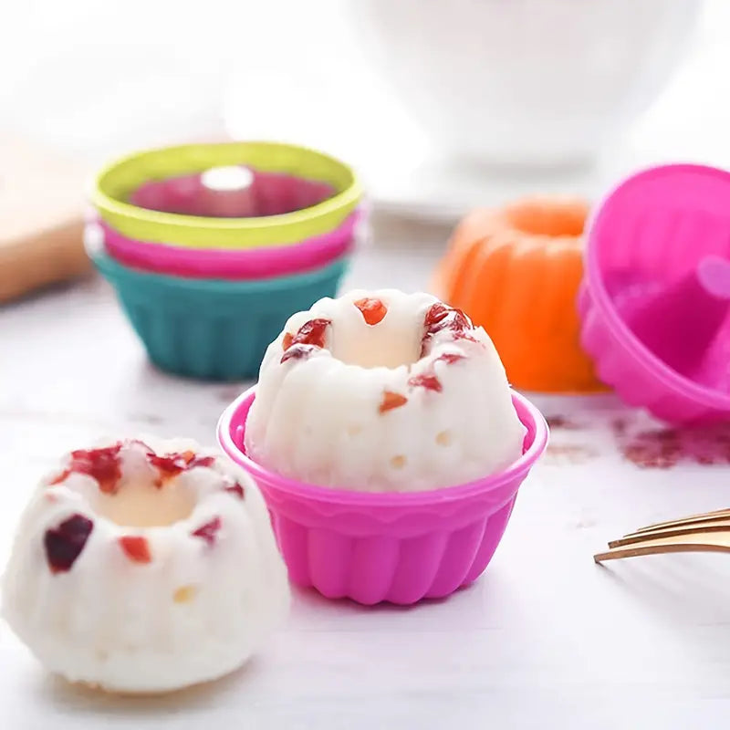 Set Of 6 Silicon Cup Cake Molds, Nonstick Silicone Muffin Cups, Mini Silicone Baking Cake Molds, Reusable Silicone Molds