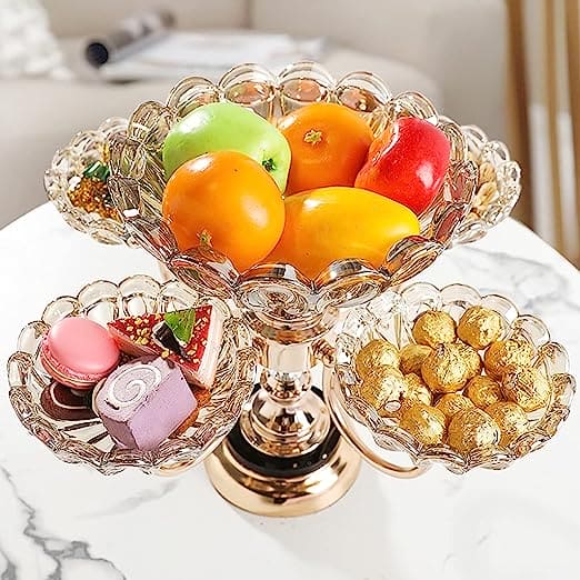 Multilayer Candy Platter, European Metal Fruit Bowl, Creative Light Luxury Snack Candy Plate, Home Living Room Coffee Table Tray, Decorations Fruit Bowl, Rotatable Fruit Basket