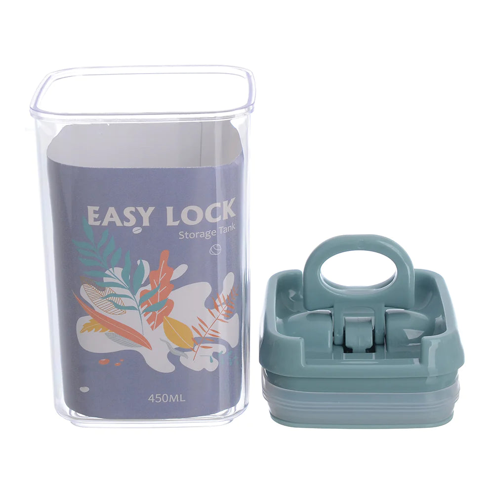 Set Of 4 Easy Lock Storage Tank, Acrylic Condiment Seasoning Set, Airtight (400ml, 600ml, 800ml, 1000ml) Food Organizer, Coffee Flour Sugar Tea Container, Kitchen Container Seal Storage Jars With Plastic Cover, Kitchen Accessories