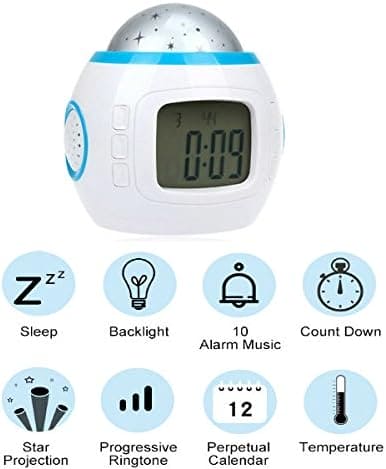 Projector Alarm Clock, Music Alarm Clock, Starry Star Sky Projection Digital Clock, Children Room Projector Lamp Night Light Project, Ceiling Projection Alarm Clock Music Lamp, Bedroom Night Light Digital Alarm Clocks LED Projector