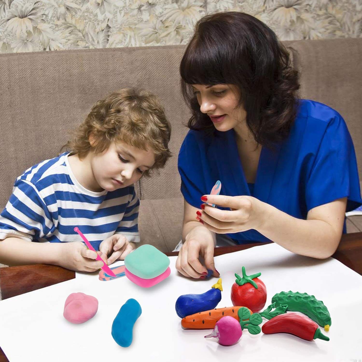 12 Color Modelling Clay With Tools, Magic Clay Artist Studio Toy, Firstly Traders Air Dry Clay Non-Toxic Modeling Clay & Dough, Soft Stretchable Clay, Art Crafts Gift for Kids