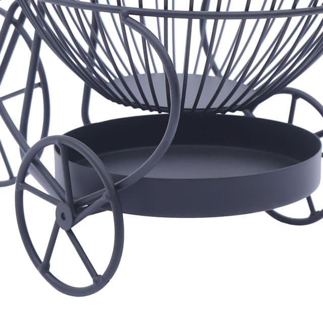 Tricycle Metal Fruit Basket, Double Layer Hollow Design Fruit Plate, Portable Kitchen Storage Countertops Shelf Rack, Metal Black Fruit And Vegetable Storage Stand, 2 Tier Metal Bread Basket
