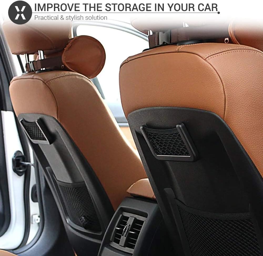 Car Net Storage Pocket, Universal Car Seat Mesh Pocket, Nice Car Network Side Back Pocket, Mesh Netting Chart Pocket, Bus Hall Backrest Rear Cargo Net Framed, Multifunction Net Pocket Organizer