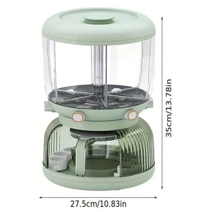 Cereal Divider Bucket, Multipurpose Rotating Kitchen Storage Box, 6 Grid 360° Rotating Grain Rice Dispenser, Sealed Cereal Dispenser Rice Tank, Dry Food Rotating 6 Storage Container With Egg Groove Shelf, Multi Grid Food Storage Container For Kitchen