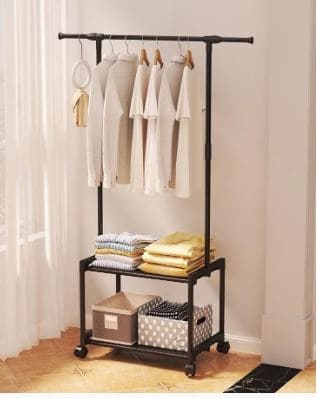 Multifunctional Cloth Rack With Wheels, Multilayer Floor Hanger, 4 in 1 Hall Tree with Storage Shelf, Simple Cloth Organizer Wardrobe, Shoes Rack Home Organizer, Multifunction Floor Standing Clothes Hanger Rack