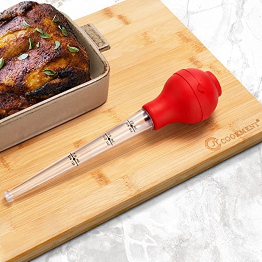 Oil Injector, Silicon BBQ Baster Syringe, Food Flavor Injector, Meat Marinade Injector, Liquid Drop Dropper, Home Baking Kitchen Tool, Round bulb Baster Syringe