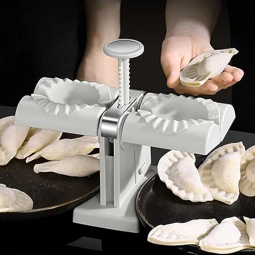 Double Head Dumpling Maker, Press Dumpling Mold, Automatic Dumpling Maker Mold, Two at Once Dumpling Wrap, Creative Momo Maker Machine, Stainless Steel Multifunction Dumpling Maker, Kitchen Dough Maker Gadget