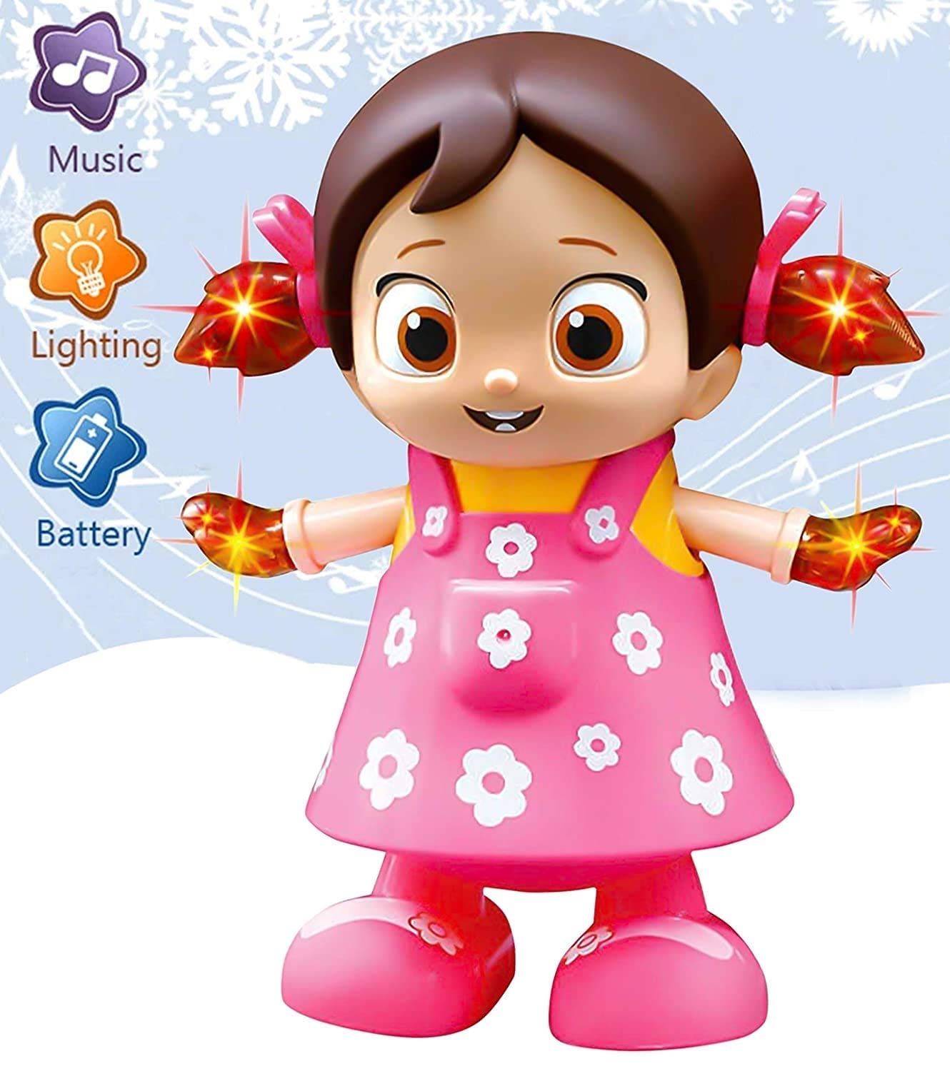 Walking Dancing Doll, Electric Lighting Music Baby Reborn Doll, Musical Flash Light Baby Doll, Dancing Girl Toy with 3D Lights Music