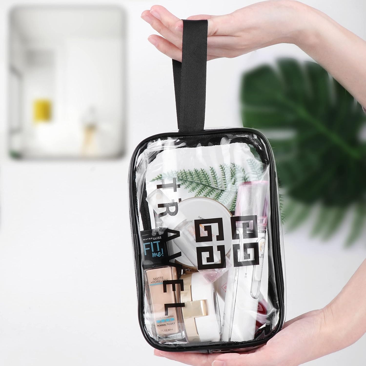 Set Of 3 Dream Travel Pouch, Transparent Oriented Makeup Bag, Carry Travel Zippered Pouch Bag, Waterproof, Portable Travel Cosmetics Pouch, Multifunctional PVC Zip Toiletry Carry Pouch