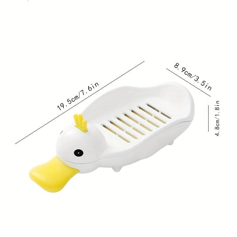 Crown Duck Soap Dish, Cute Duck Soap Dish With Drain, Double Wall Soap Box, Separatable Cartoon Soap Box, Bathroom Kitchen Sink Countertop Soap Box