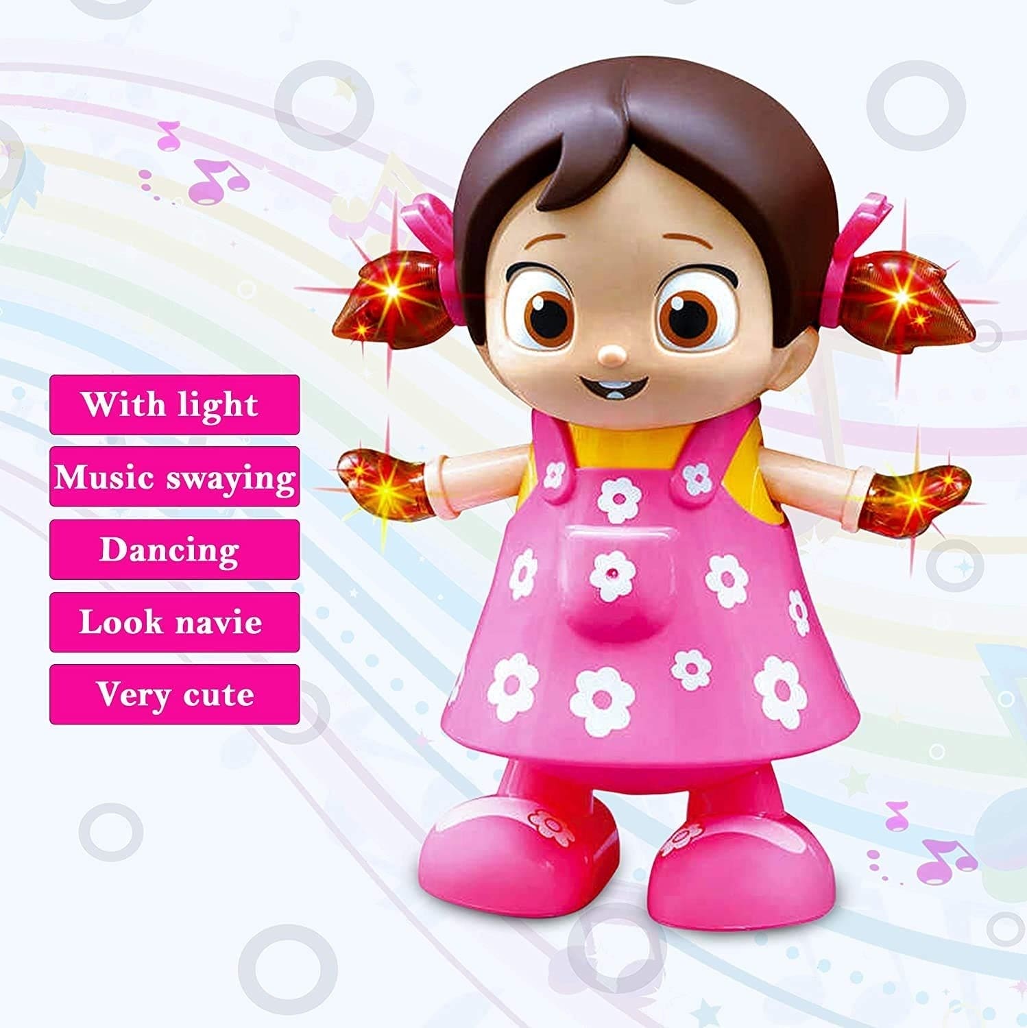 Walking Dancing Doll, Electric Lighting Music Baby Reborn Doll, Musical Flash Light Baby Doll, Dancing Girl Toy with 3D Lights Music