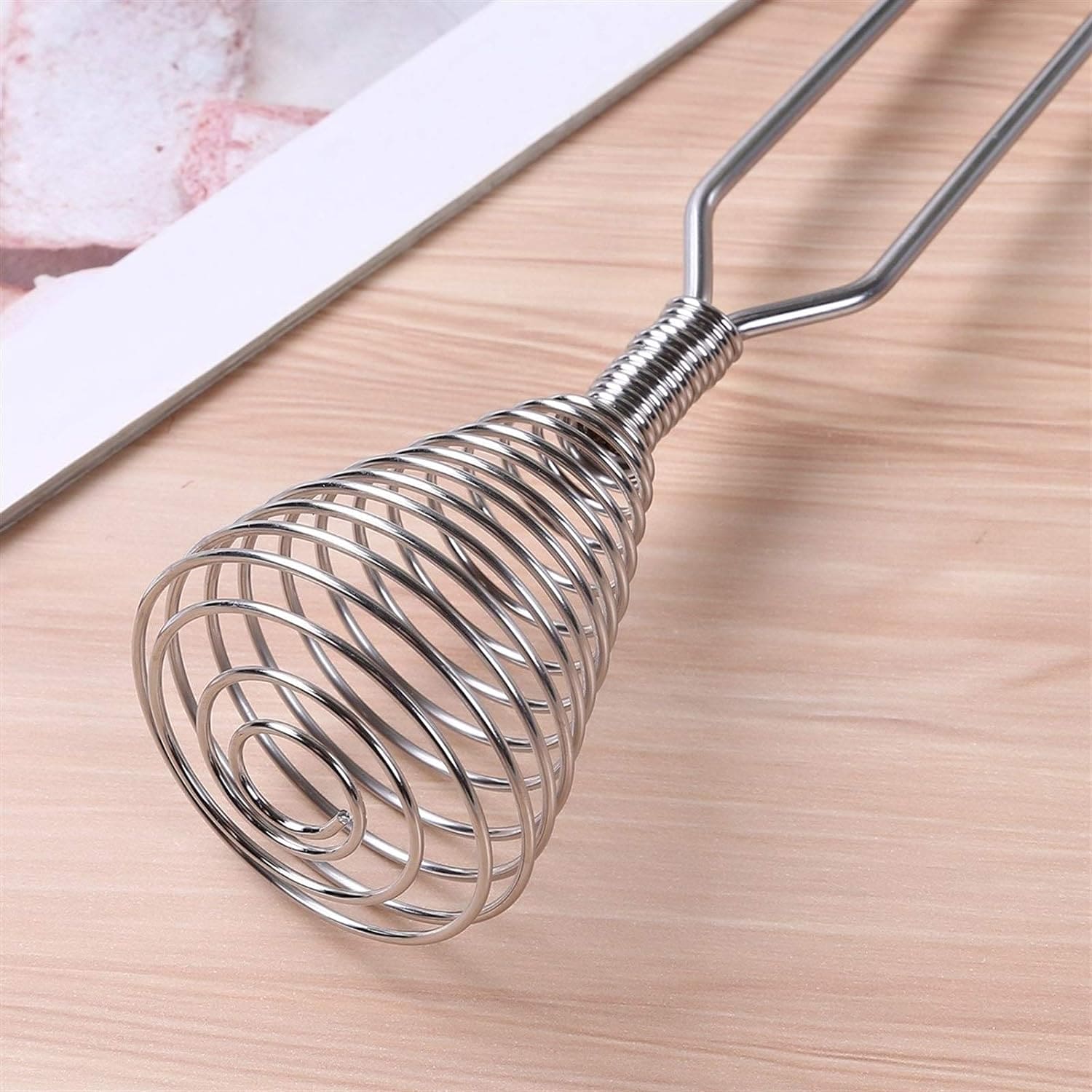 Spiral Head Egg Beater, Stainless Steel Spring Swirling Beater, Hand Mixer Kitchen Tool for Mixing, Manual Hand Mixer