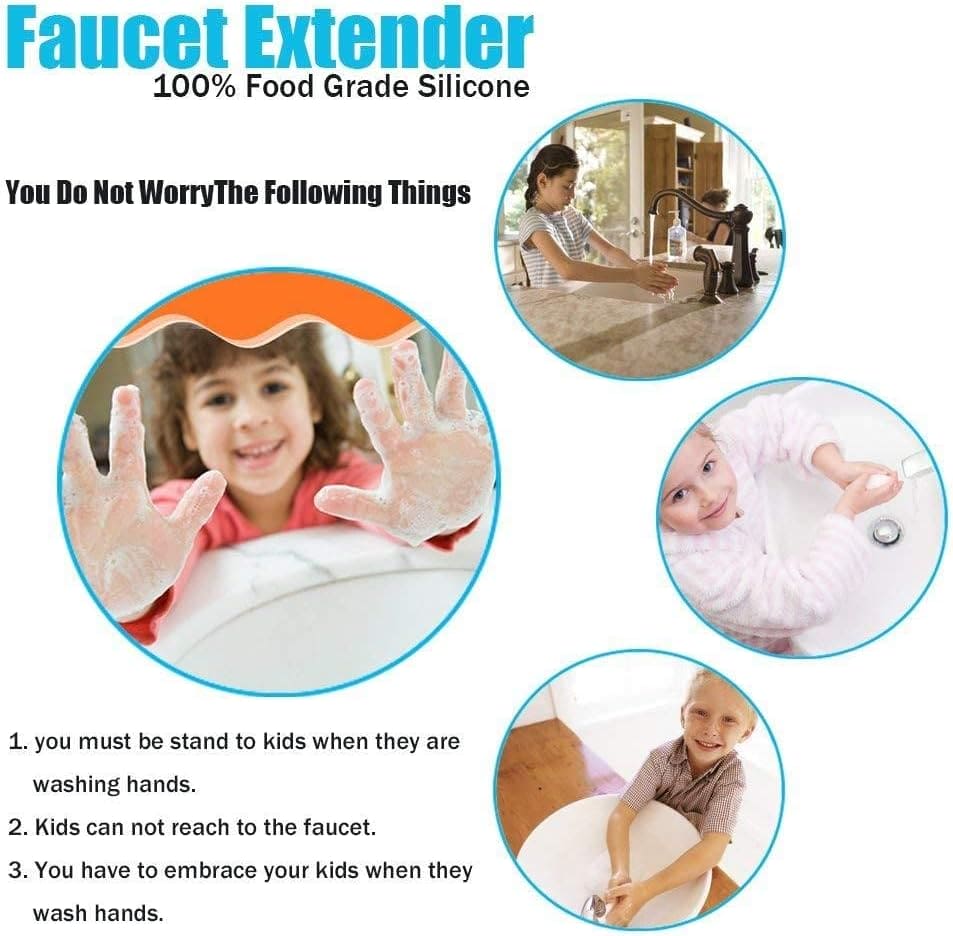 Hand Washing Extender, Silicon Water Saving Nozzle, Children Sink Handle Extension, Tap Anti Splash Extender, Kitchen Bathroom Faucet Splash Water Extender Nozzle