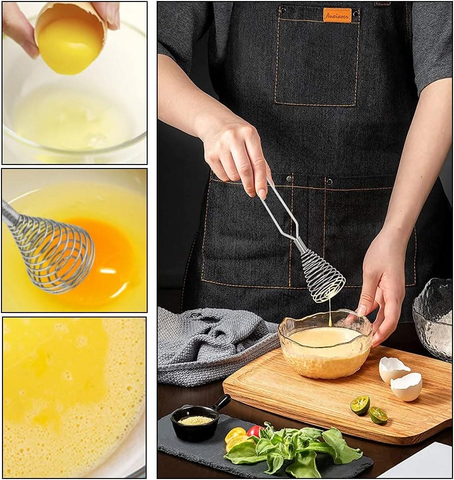 Spiral Head Egg Beater, Stainless Steel Spring Swirling Beater, Hand Mixer Kitchen Tool for Mixing, Manual Hand Mixer