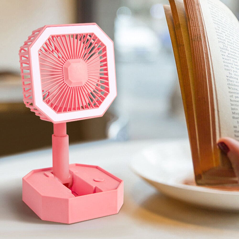 Diagonal Foldable Fan, Multipurpose Mini Table Fan, Personal Cooling Fan with Night Light, 2 In 1 Summer Silent Cool Fan, Usb Rechargeable Portable Fan With Led Night