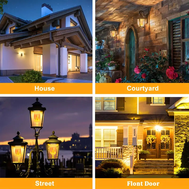 LED Flame Bulb, Yellow Flickering Lamp With Upside Down Effect, LED Dynamic Flame Effect Light, Indoor and Outdoor Home Decoration Flame Blub, Summer Flame LED Flame Light Bulb