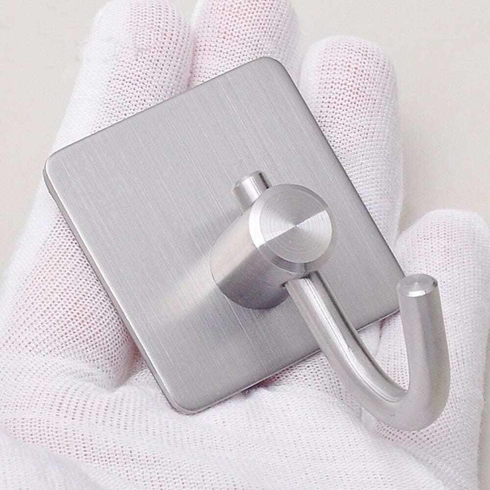 Stainless Steel Square Hook, Home Kitchen Wall Door Hanger, Self Adhesive Multipurpose Rustproof Hook, Wall Mount Clothes Hook, Heavy Duty for Wall Sticking Hooks