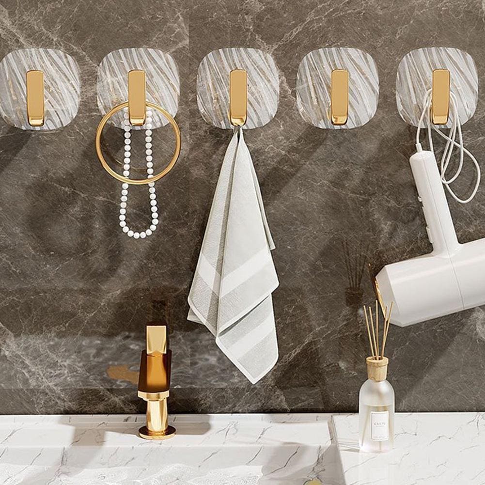 Square Luxury Key Hanger, Self Adhesive Acrylic Hooks, Punch Dree Light Luxury Hook, Kitchen Bathroom Storage Hanger, Multifunctional Door Organizer, Non Punching Sticky Hook, Multipurpose Kitchen Bathroom Hooks