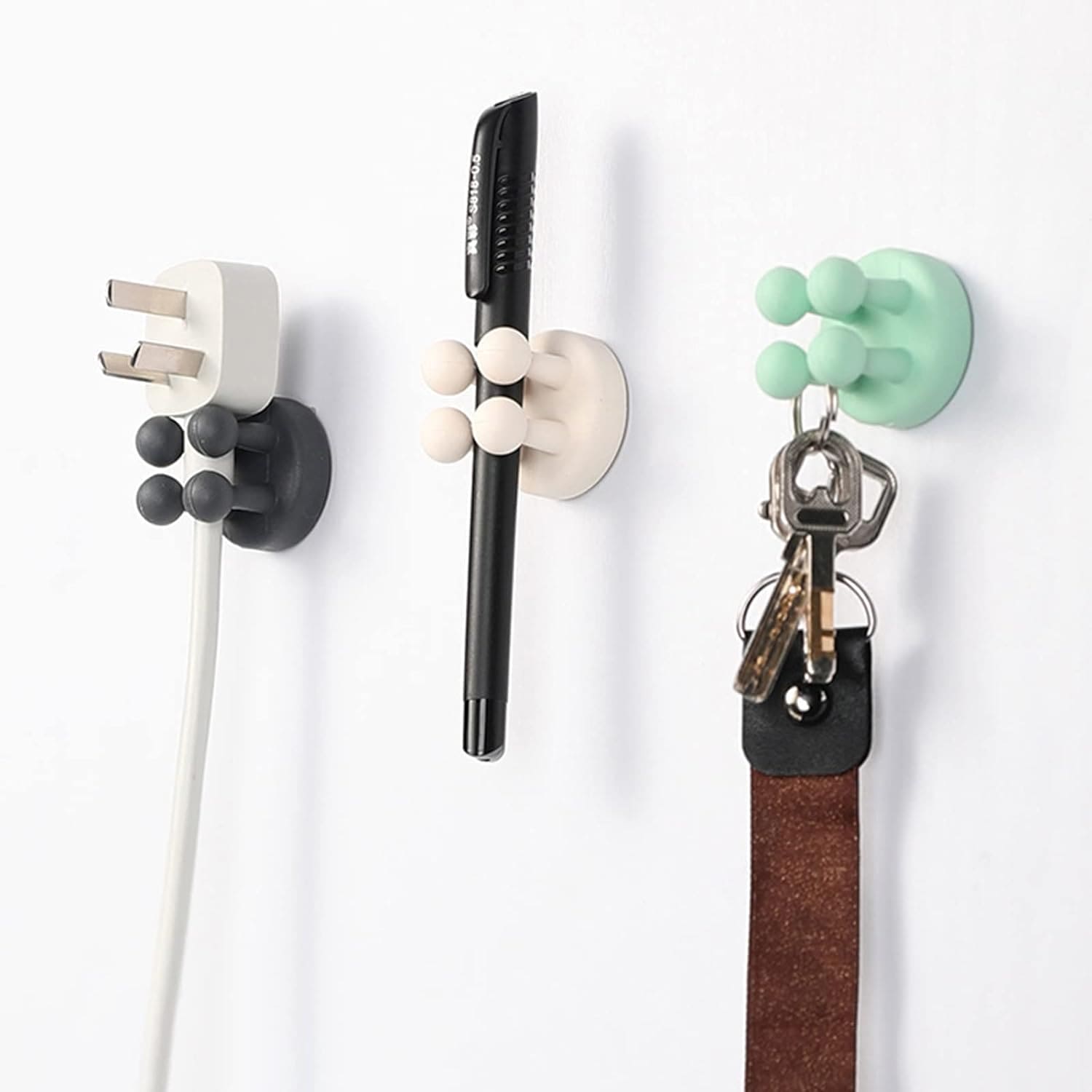 Silicon Utility Hook, Four legs elastic Hook Multifunctional Plug Holder, Self Adhesive Single Toothbrush Hook, Bathroom Kitchen Seamless Hanger, Wall Mounted Sticky Hanging Hook