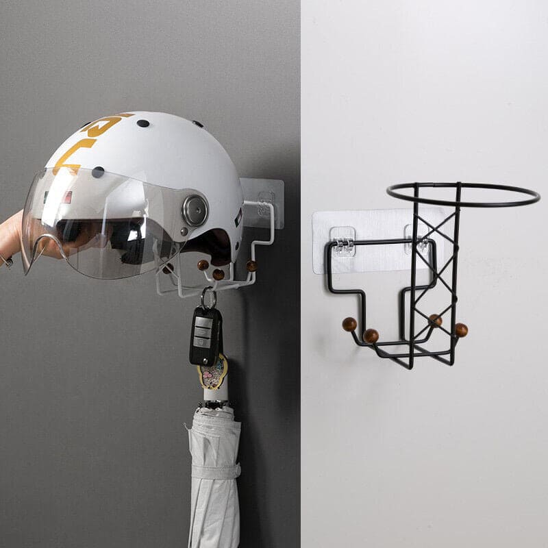 Iron Helmet Holder, Wall Mounted Hook Hanger, Clothing Hanging Hangers, Hat Cap Coat Keys Rack, Display Holder Hook Stand Rack, Multifunctional Non-marking Paste Rack, Wall Mounted Hanger Hat Organizer