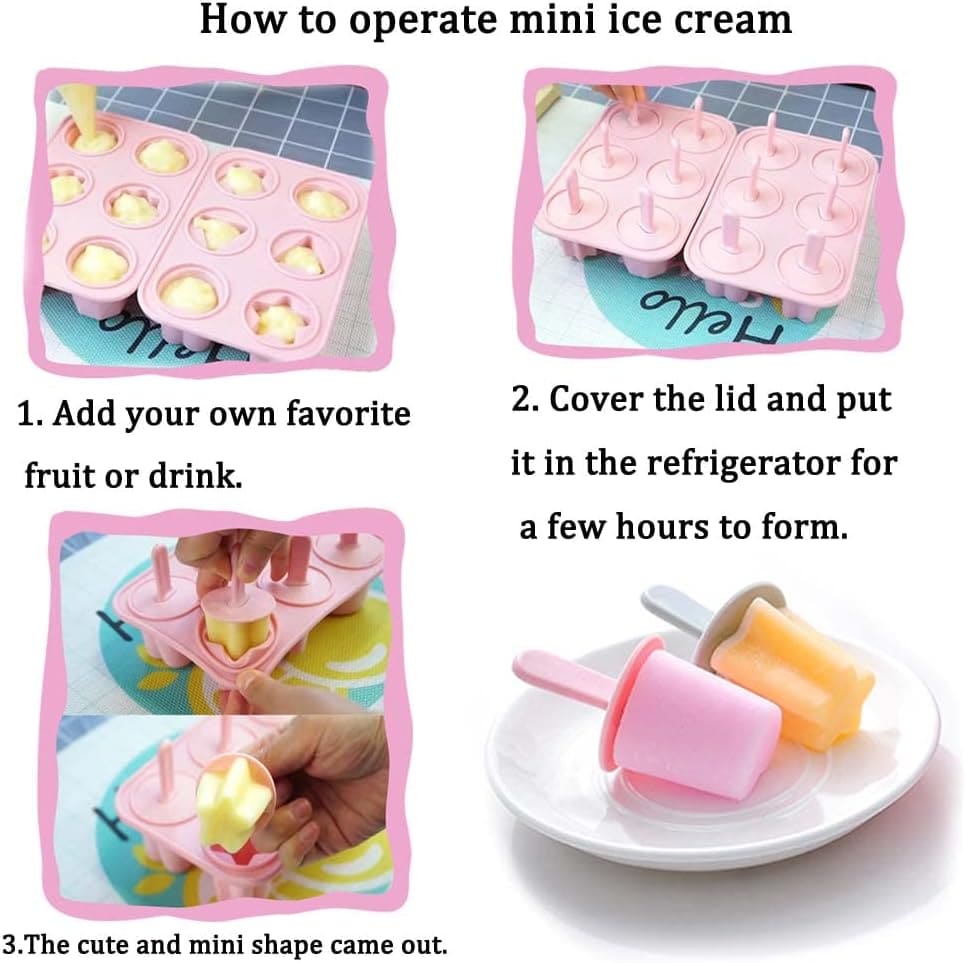 New Silicon Summer Ice Tray, 6 Hole Popsicle Mold, Reusable DIY Homemade Ice Cream Maker Tools, Ice Pole Jelly Popsicle Mold with Reusable Stick, Mini Dormitory Ice Maker for Chilling Cool Drinks