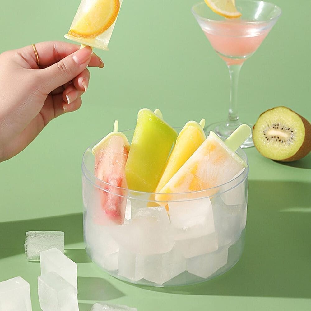 8 Cell Ice Cream Molds, Handmade Dessert Popsicle Mold for Freezer, Reusable Ice Pop Maker Mold, Home Made Ice Lolly Popsicle Molds, Juice Popsicle Maker, Easy Release Popsicle Maker With Stick, Kitchen Mini Popsicle Mold for Kids