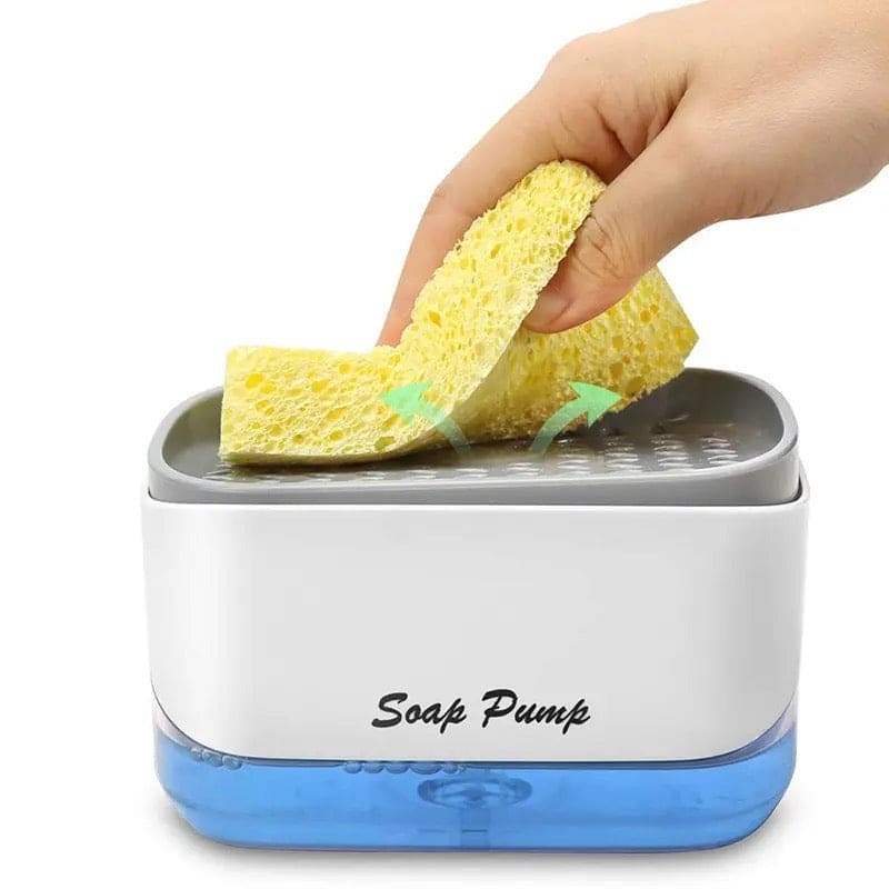 2 In 1 Caddy Soap Dispenser, Automatic Liquid Soap Dispenser, Caddy Soap Dispenser, Manual Press Liquid Soap Dispenser, Soap Dispenser With Sponge Holder, Cleaning Liquid Pump Dispenser Container, Home Bathroom Kitchen Soap Dispenser With Sponge